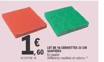 E.Leclerc Lot De 16 Serviettes 33 Cm Gaufrées offre