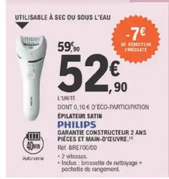 E.Leclerc épilateur Satin Philips offre