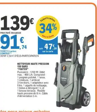 E.Leclerc Nettoyeur Haute Pression 150 Bars offre
