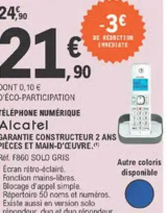 E.Leclerc Téléphone Numérique Alcatel offre