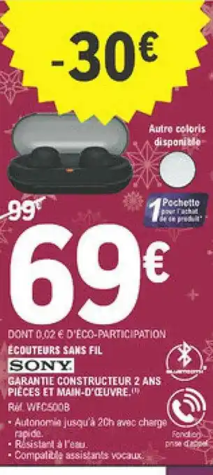 E.Leclerc écouteurs Sans Fil Sony offre