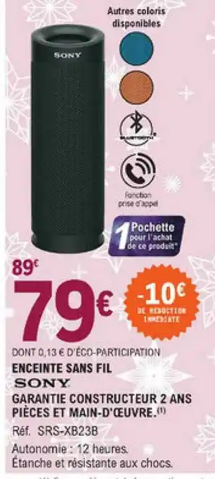 E.Leclerc Enceinte Sans Fil Sony offre