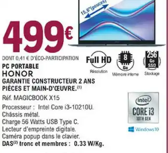 E.Leclerc Pc Portable Honor offre