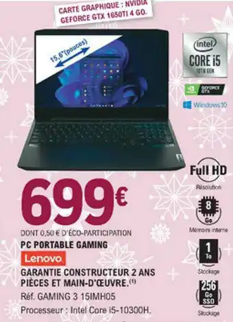 E.Leclerc Pc Portable Gaming Lenovo offre