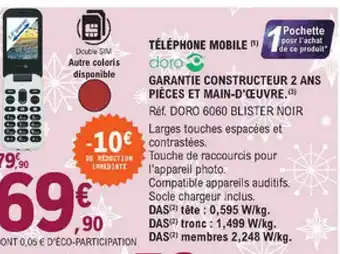 E.Leclerc Téléphone Mobile Doro offre
