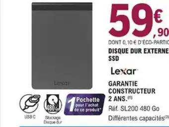 E.Leclerc Disque Dur Externe Ssd Lexar offre