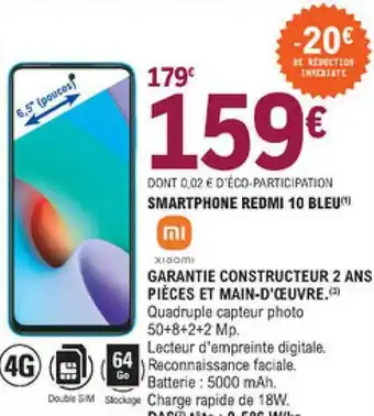 E.Leclerc Smartphone Redmi 10 Bleu Xiaomi offre