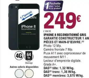 E.Leclerc IPhone 8 Reconditionné Gris offre