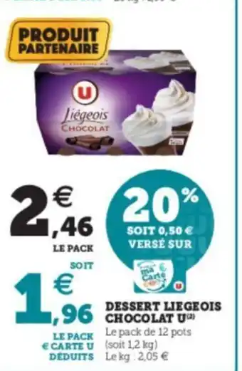 Dessert Liegeois Chocolat U