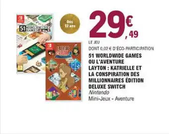 51 Worldwide Games Ou L'aventure Layton : Katrielle Et La Conspiration Des Millionnaires édition Deluxe Switch