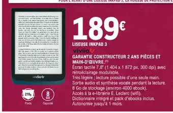Liseuse Inkpad 3 Vivlio