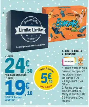 E.Leclerc Limite Limite, Bonsoir Asmodee offre