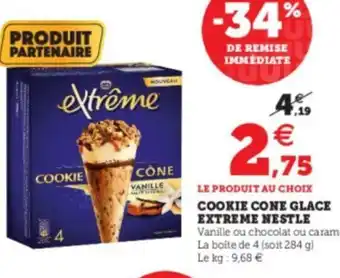 Super U Cookie Cone Glace Extreme Nestle offre