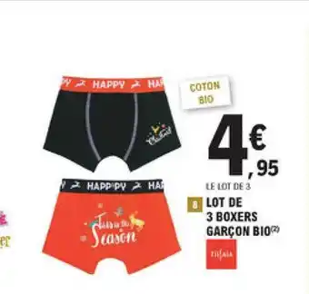 E.Leclerc Lot De 3 Boxers Garçon Bio Tissaia offre