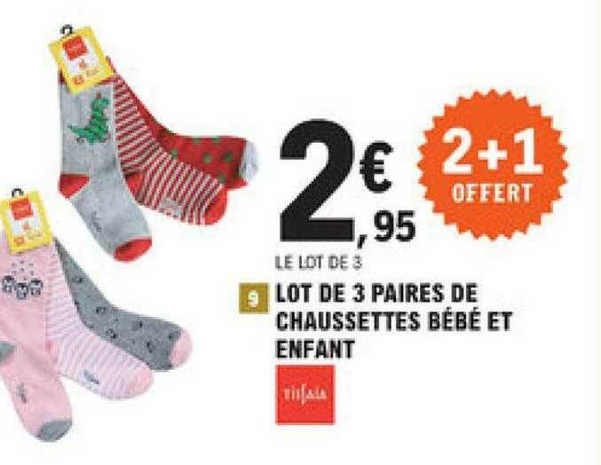 E.Leclerc Lot De 3 Paires De Chaussettes Bébé Et Enfant Tissaia offre