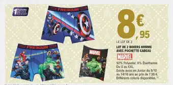 E.Leclerc Lot De 2 Boxers Homme Avec Pochette Cadeau Marvel offre