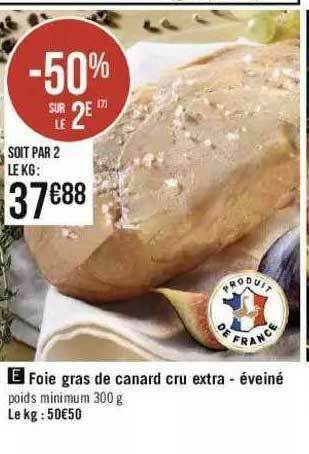 Géant Casino Foie Gras De Canard Cru Extra -éveiné offre