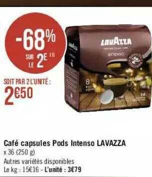 Géant Casino Café Capsules Pods Intenso Lavazza offre