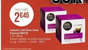 Géant Casino Capsules Café Dolce Gusto Espresso Nestlé offre