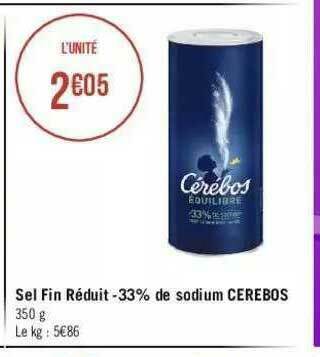 Géant Casino Sel Fin Réduit -33% De Sodium Cérébos offre