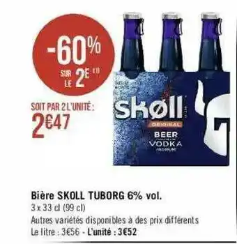 Géant Casino Bière Skoll Tuborg 60% Vol. offre