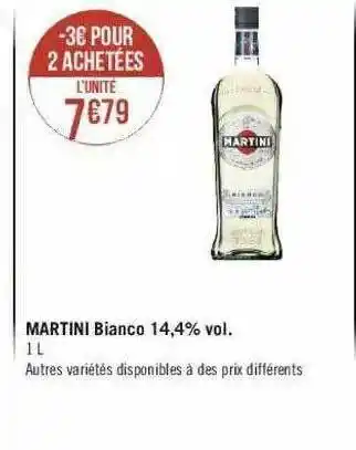 Géant Casino Martini Bianco 14,4% Vol. offre