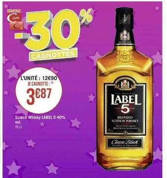 Géant Casino Scotch Whisky Label 5 40% Vol. offre