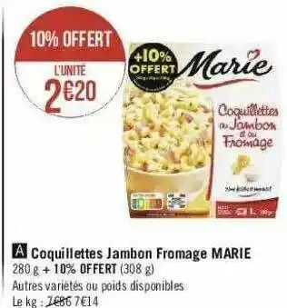 Géant Casino Coquillettes Jambon Fromage Marie offre