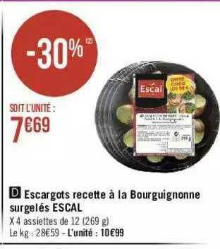 Géant Casino Escargots Recette à La Bourguignonne Surgelés Escal offre