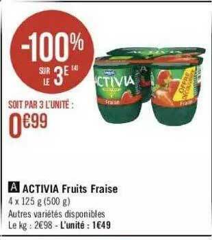 Géant Casino Activia Fruits Fraise offre