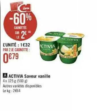 Géant Casino Activia Saveur Vanille offre