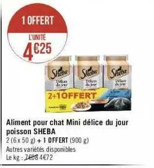 Géant Casino Aliment Pour Chat Mini Délice Du Jour Poisson Sheba offre