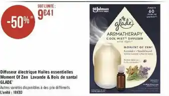 Géant Casino Diffuseur électrique Huiles Essentielles Moment Of Zen Lavande & Bois De Santal Glade offre