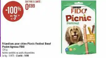 Géant Casino Friandises Pour Chien Picnic Festival Bœuf Poulet Agneau Fido offre