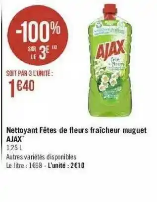 Géant Casino Nettoyant Fêtes De Fleurs Fraîcheur Muguet Ajax offre