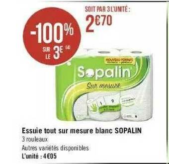 Géant Casino Essuie Tout Sur Mesure Blanc Sopalin offre