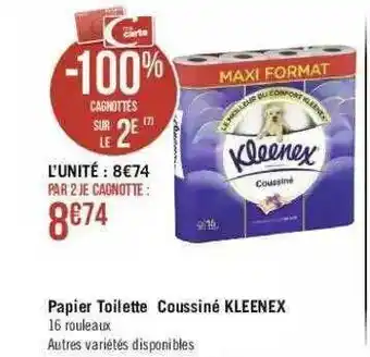 Géant Casino Papier Toilette Coussiné Kleenex offre
