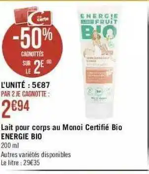 Lait Pour Corps Au Monoï Certifié Bio Energie Bio