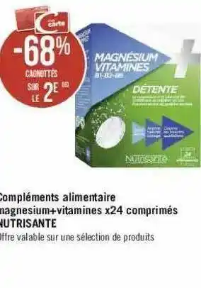 Compléments Alimentaire Magnesium + Vitamines X24 Comprimés Nutrisanté