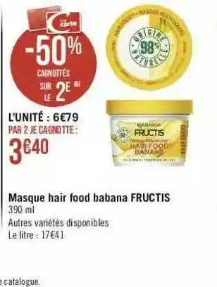 Géant Casino Masque Hair Food Banane Fructis offre