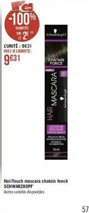 Géant Casino HairTouch Mascara Châtain Foncé Schwarzkopf offre