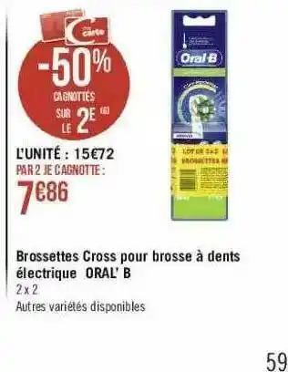 Géant Casino Brossettes Cross Pour Brosse à Dents électrique Oral'b offre