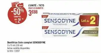 Géant Casino Dentifrice Soin Complet Sensodyne offre