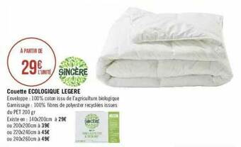 Géant Casino Couette écologique Légère offre