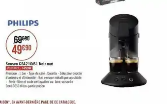 Géant Casino Senseo Csa2 10-61 Noir Mat Philips offre