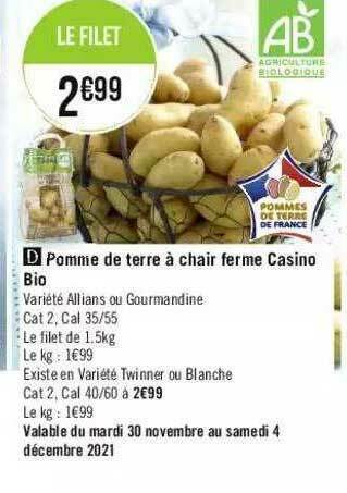Géant Casino Pomme De Terre à Chair Ferme Casino Bio offre
