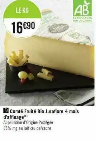 Comté Fruité Bio Juraflore 4 Mois D'affinage
