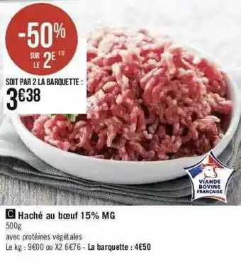 Géant Casino Haché Au Boeuf 15% Mg offre