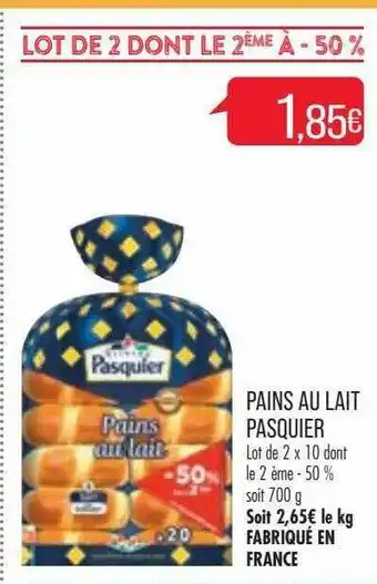 Match Pains Au Lait Pasquier offre