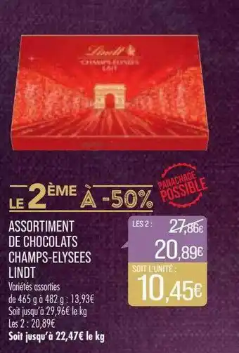 Match Assortiment De Chocolats Champs-élysées Lindt offre